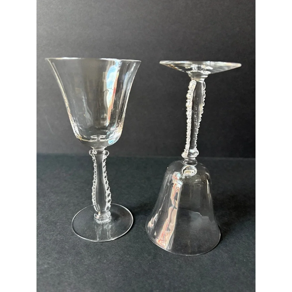 Vintage set of 2 Silver Flutes By Fostoria Claret Wine Glasses‎